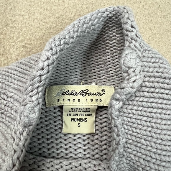 Eddie Bauer Sweater Womens Small Gray Roll Neck Chunky Knit Pullover Fisherman - Picture 6 of 7